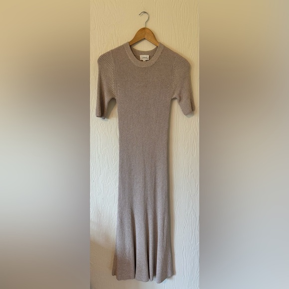 Wilfred Aritzia Knit Woven Crochet Silhouette Cream Beige Midi Fishtail Dress - Picture 11 of 11